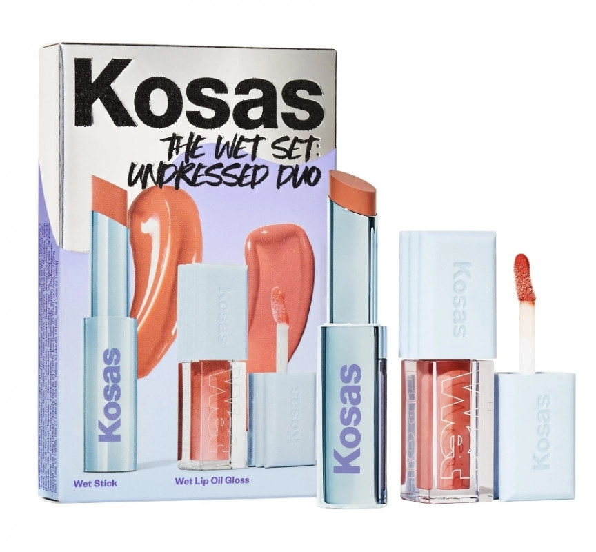KOSAS- The Wet Set Undressed: Juego de lápiz labial transparente nude + aceite para labios